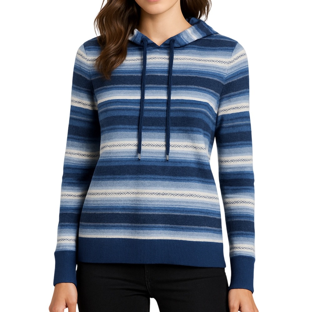 Lauren Ralph Lauren Sweater Women M Hoodie Striped‎ Lightweight Knit Top Vintage